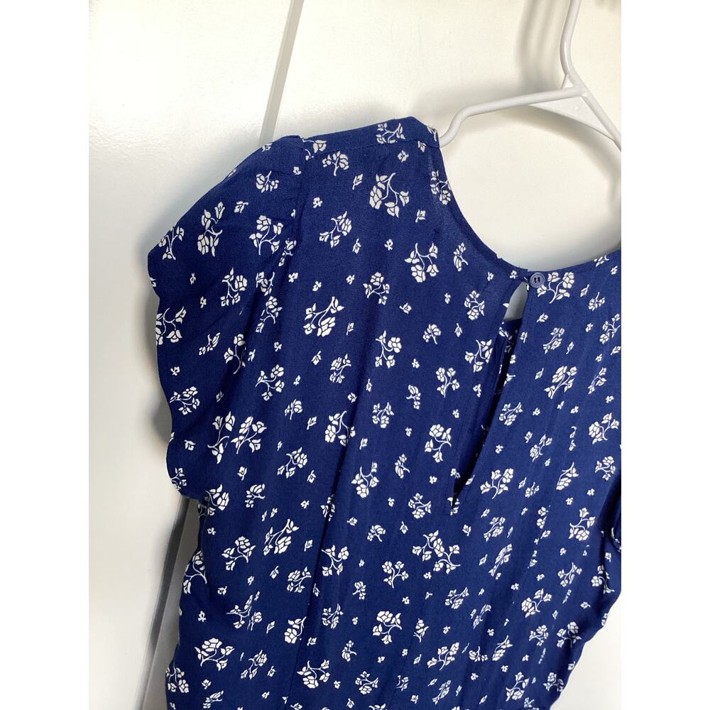 Reformation Maison Fauna‎ midi floral blue button-down dress women's size 12 - Picture 9 of 13